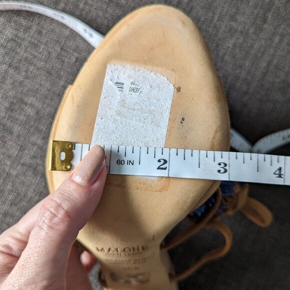 NWOB Malone Souliers Sherry Pompom Fringe Suede Heeled Sandals - Picture 10 of 10